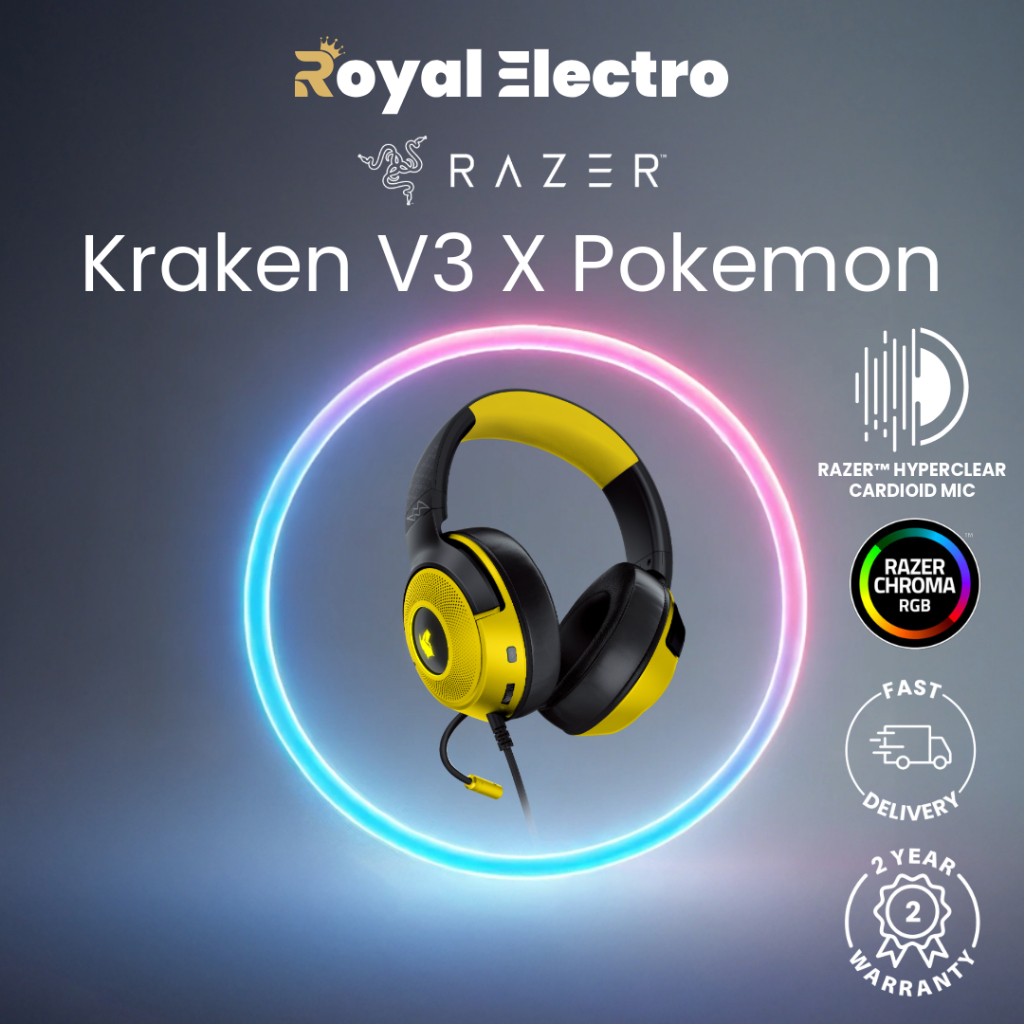 Razer Kraken V3 X - Wired USB Gaming Headset - Pokemon Edition 雷