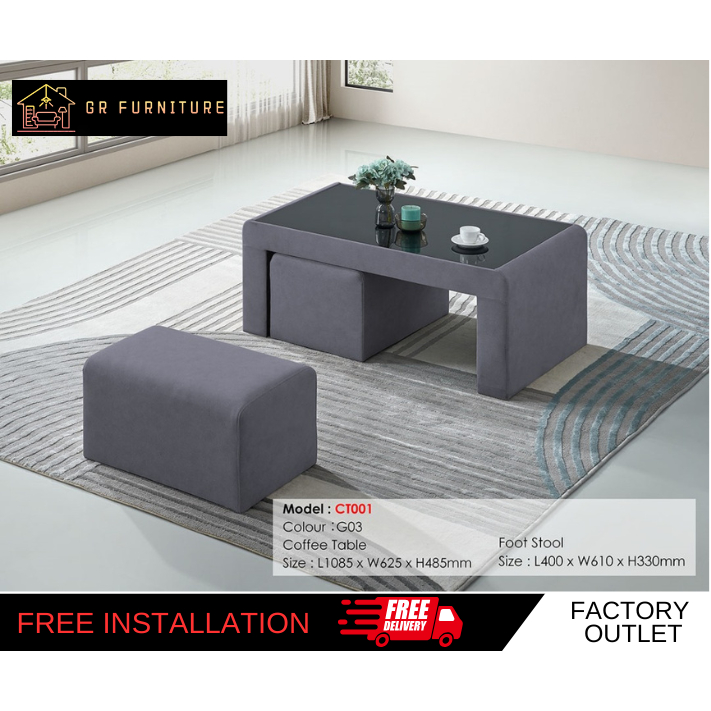 GR Furniture Easy Clean Rectangle Coffee Table With Tempered Glass ...
