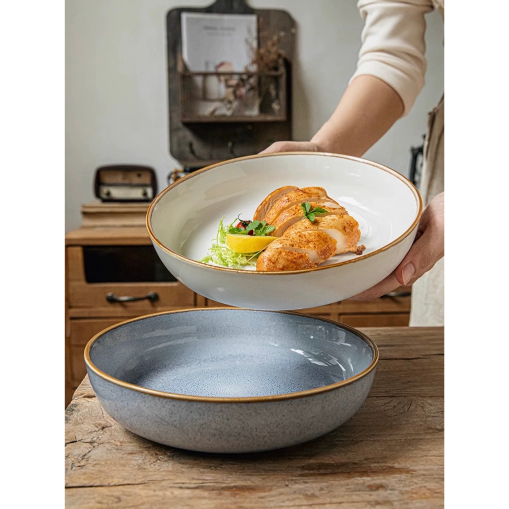 【SG Stock】8-inch Gradient Thick CeramicTableware Deep Dinner Plate ...