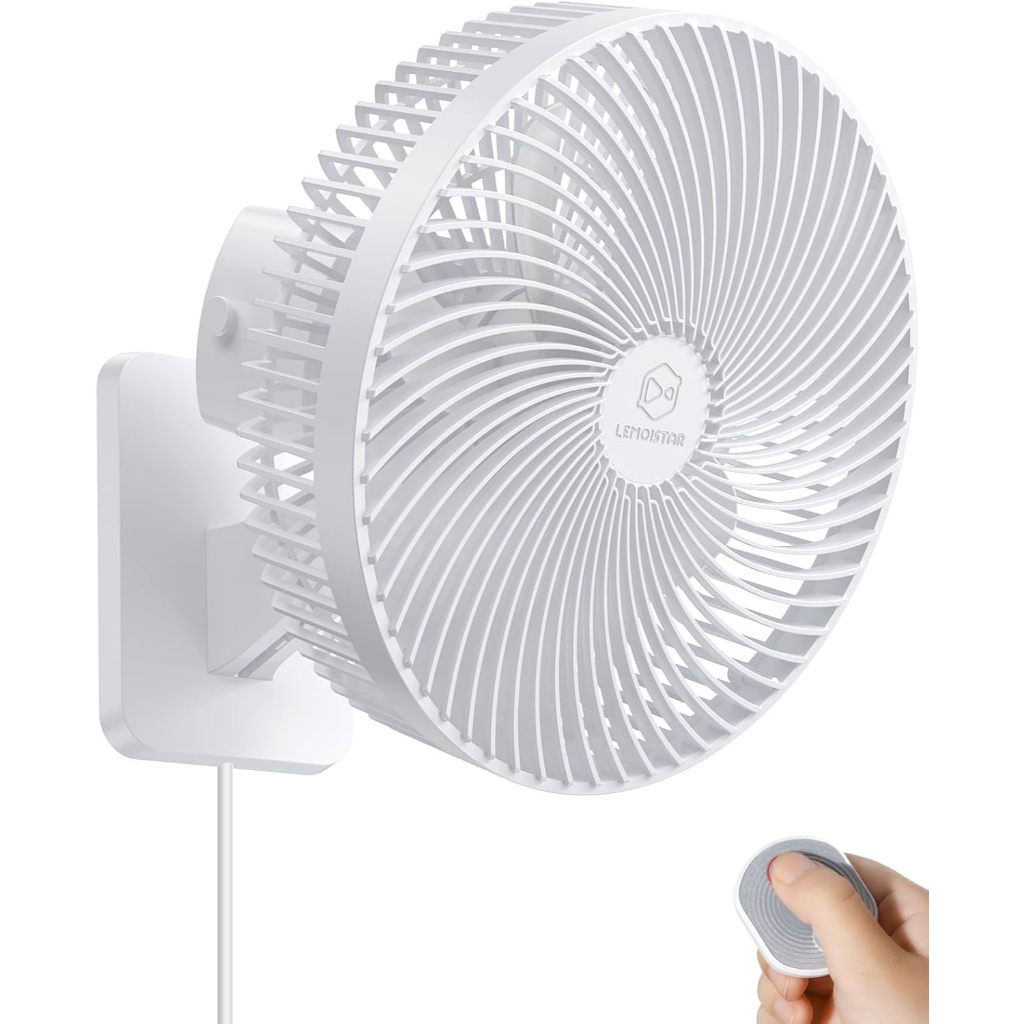Quiet Wall Mount Oscillation Fan with Remote and Timer,10 Inch Small ...