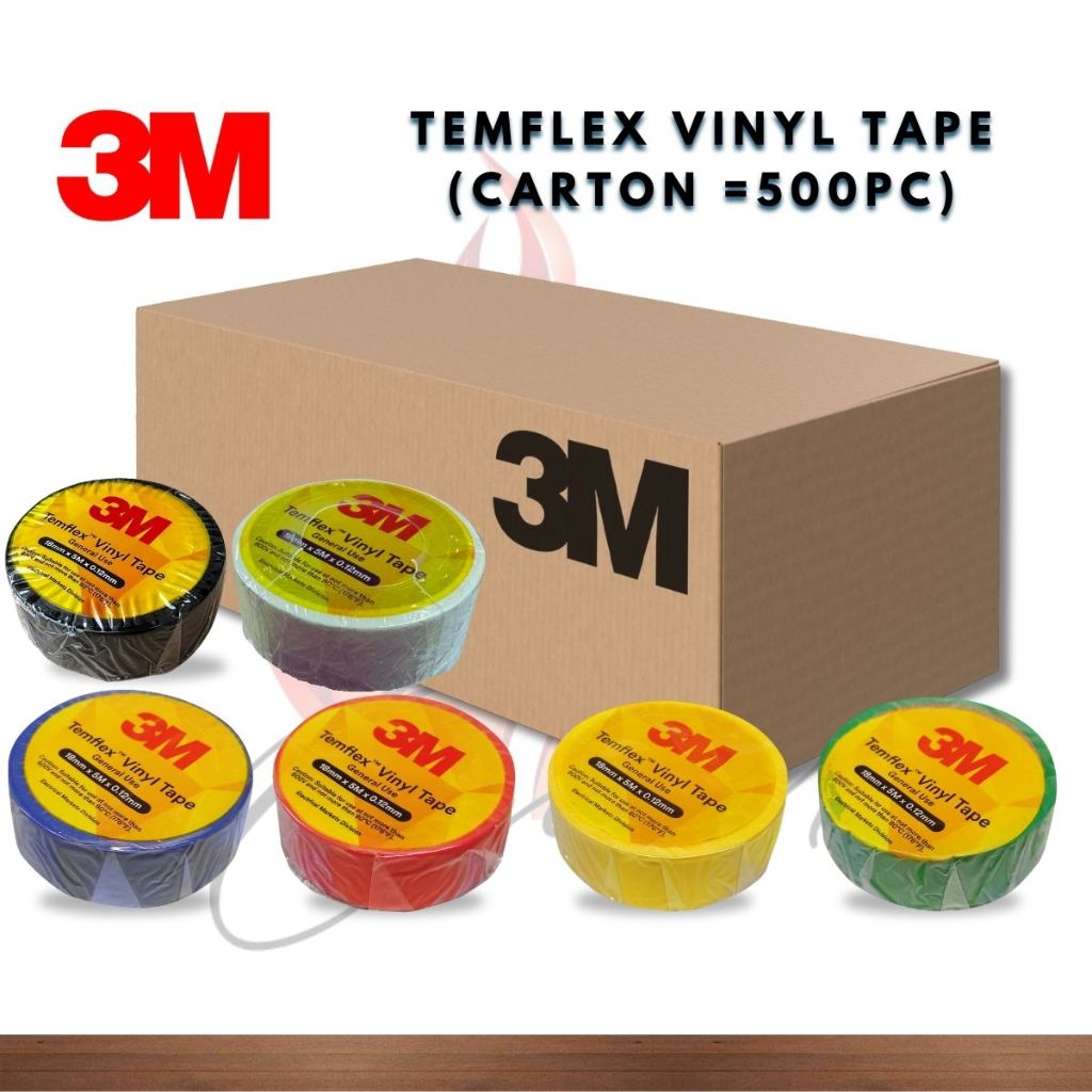 [Bulk] 3M Temflex Vinyl Tape Wire PVC Electrical Tape Waterproof Black ...