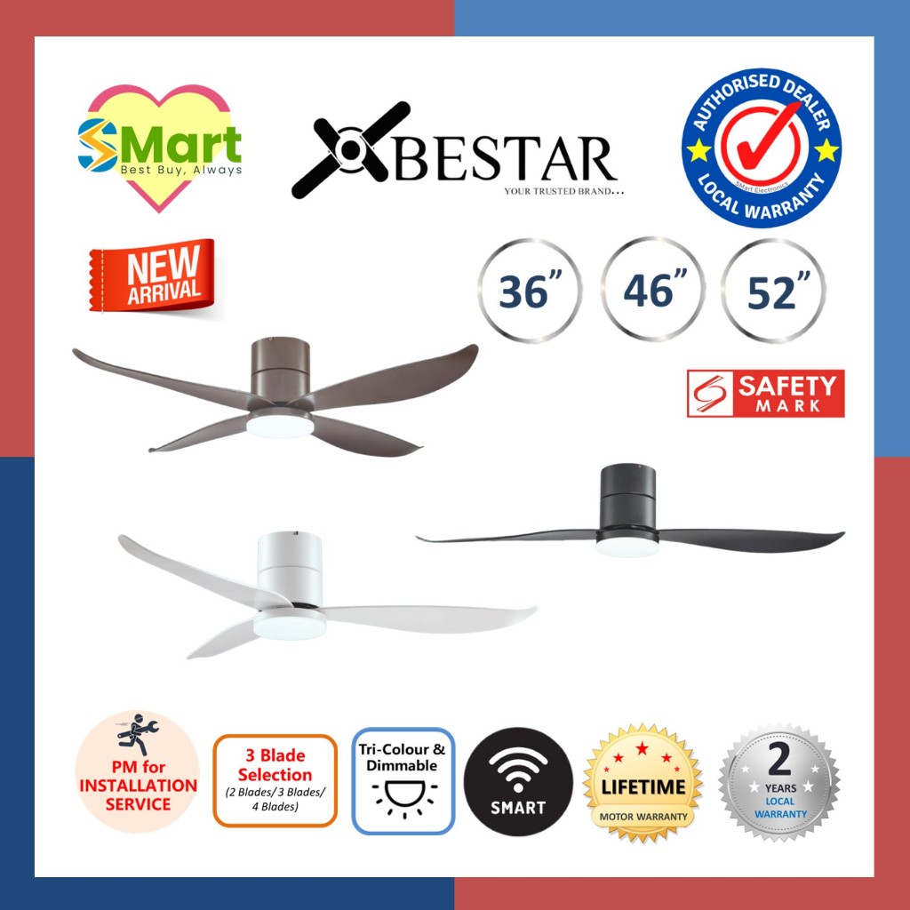 BESTAR FALCON DC Motor Ceiling Fan with Dimmable LED Light and Remote ...
