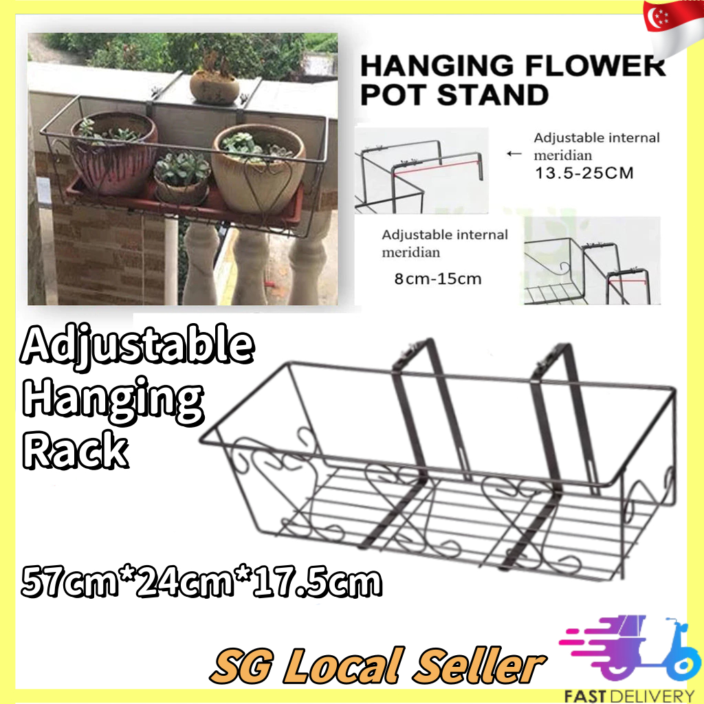 [SG Ready Stock]Adjustable Hanging Rack Balcony Railing Stainless Steel ...
