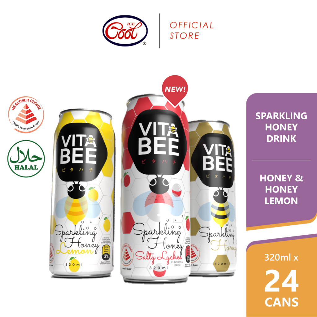 Vitabee Sparkling Honey Drink 320ml x 24 Cans [CTN] | Shopee Singapore