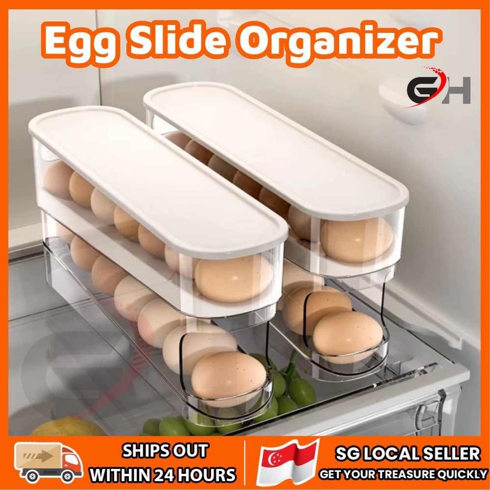 🔥SG Stock🔥 2 Lay Automatic Scrolling Egg Rack Slide-type Egg Storage ...