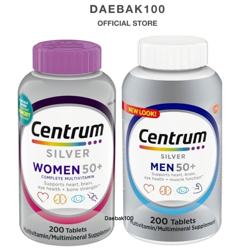 Centrum Silver Women's 50 Plus Multivitamin (200 tablets)/Men | Shopee ...