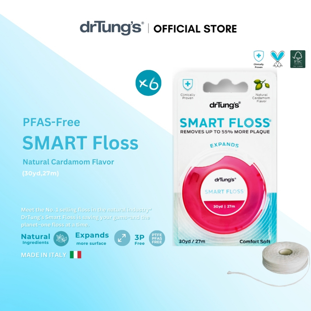 drTung’s Bundle of 6 Smart Dental Floss 30yd/27m(Natural Cardamon ...