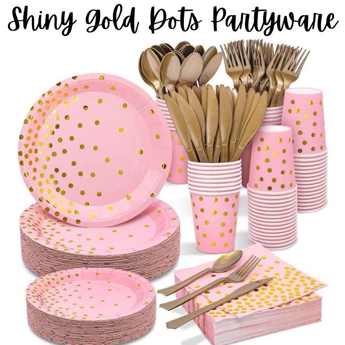[SG Stock] Shiny Hotstamp Gold Dots Paper Plates Partyware Cup Cutlery ...