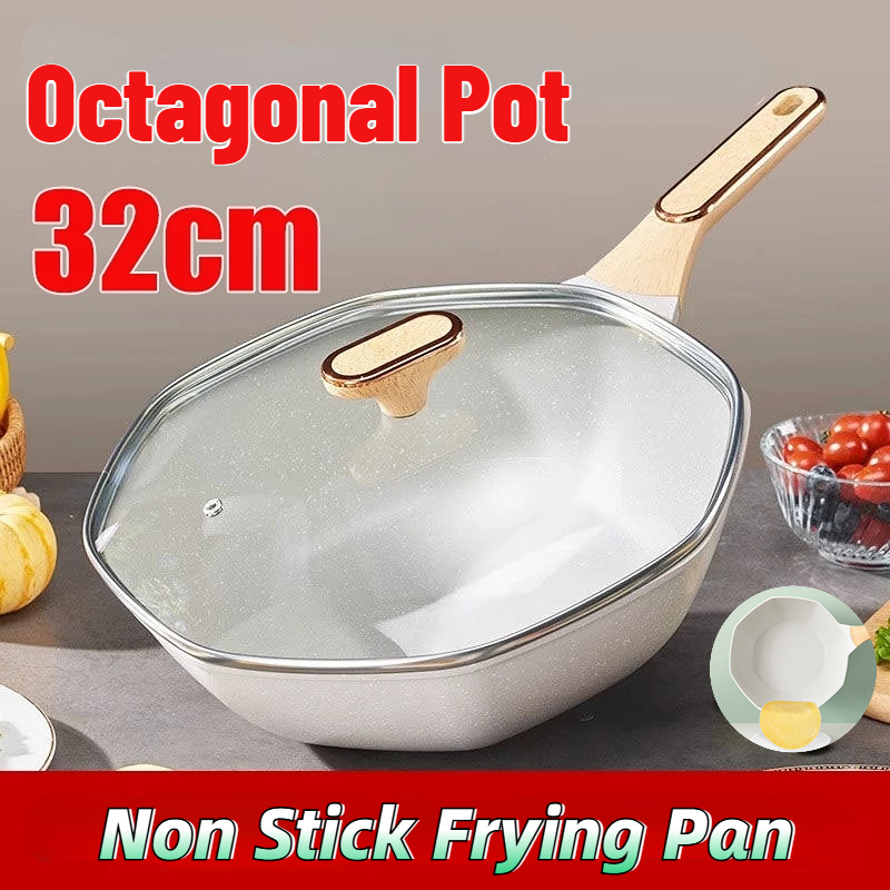 Medical Stone 32CM Non-stick Wok 99.9% Silver Ion Antibacterial Cooking ...