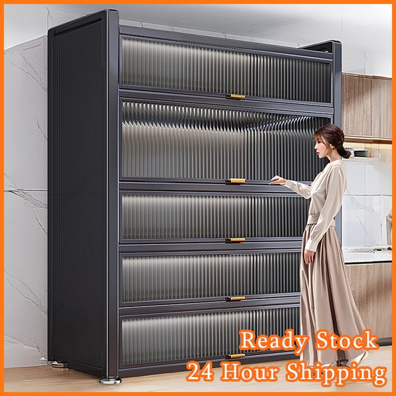 Kitchen Rack Cabinet with Door Rak Dapur Multifunctional Storage Rack ...