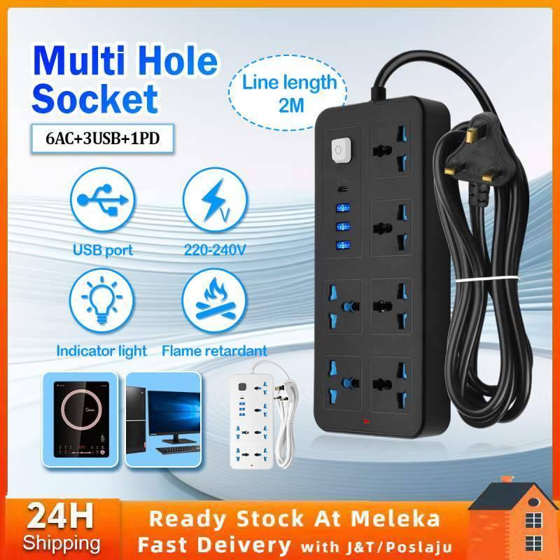 Extension Electric socket 6 Power Socket Extension wire USB Ports wayar ...