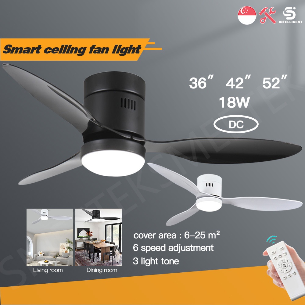 Ceiling Fan With Light Smart DC Fan Light Ceiling fan LED Light Kit Remote Control installation