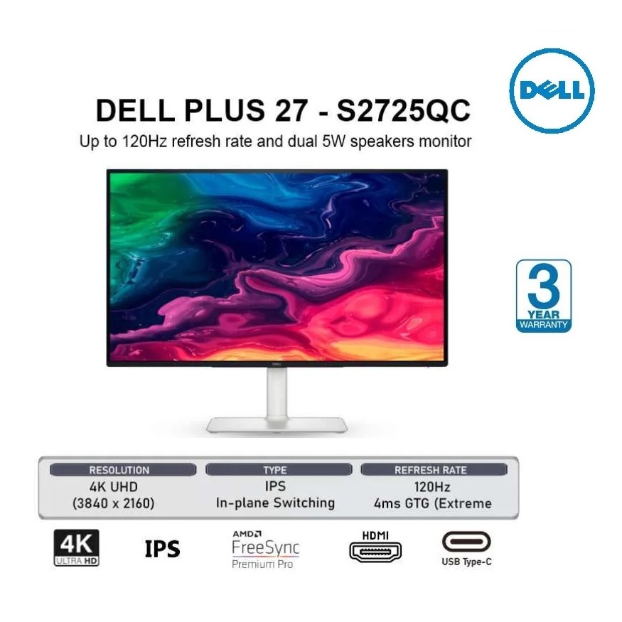 New Dell S2725QC 27inch 4K USB-C IPS Monitor | Shopee Singapore