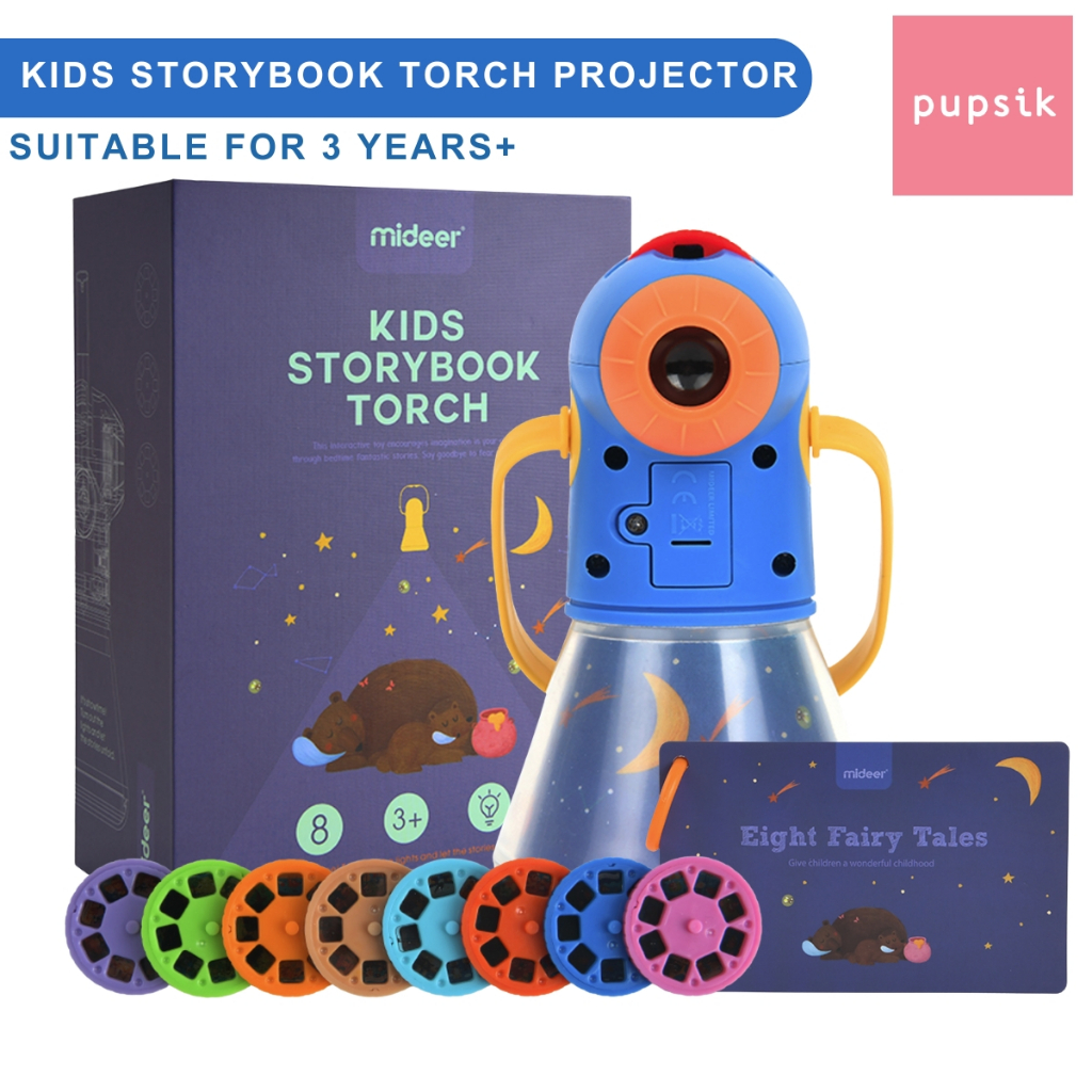 MiDeer Story Projector Flashlight For Kids - 12 Fairy Tale Reels, Night Light, Bedtime Toy For Ages 3-5