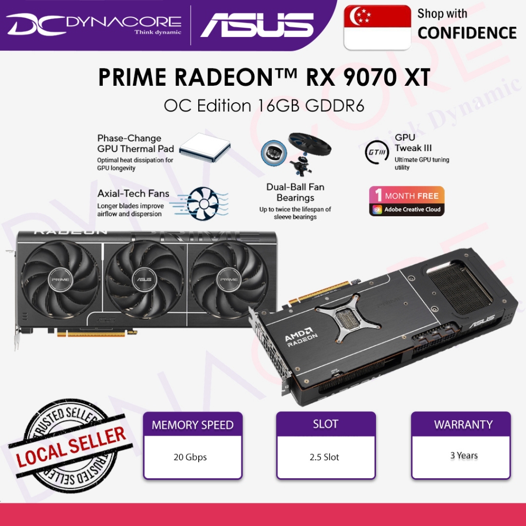 ASUS PRIME AMD RADEON RX 9070 XT 16GB OC TRIPLE FAN GDDR6 Graphics