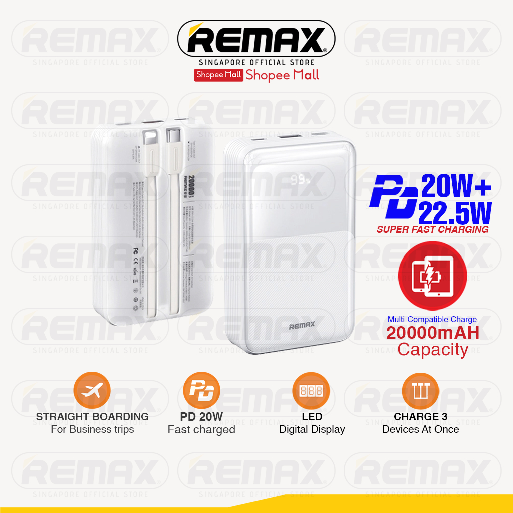 [Remax Energy ] RPP-21 Crystal Series 20000mAh 20W+22.5W PD+QC Built-In ...