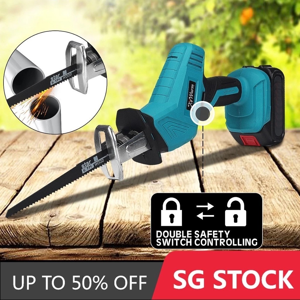 Cordless Electric Reciprocating Saw With Blades Variable Speed Metal ...
