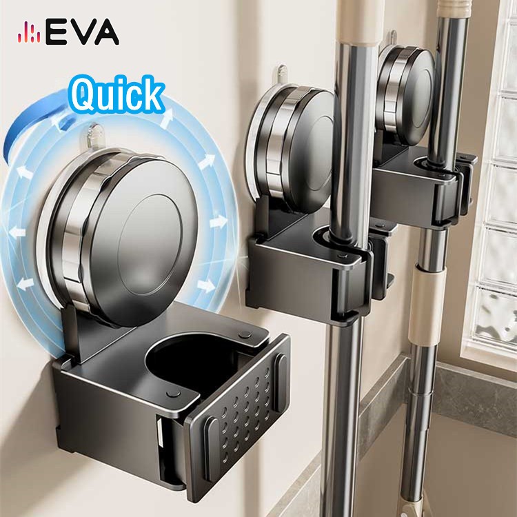 【EVA】Suction cup mop holder, bathroom broom holder, nail free ...