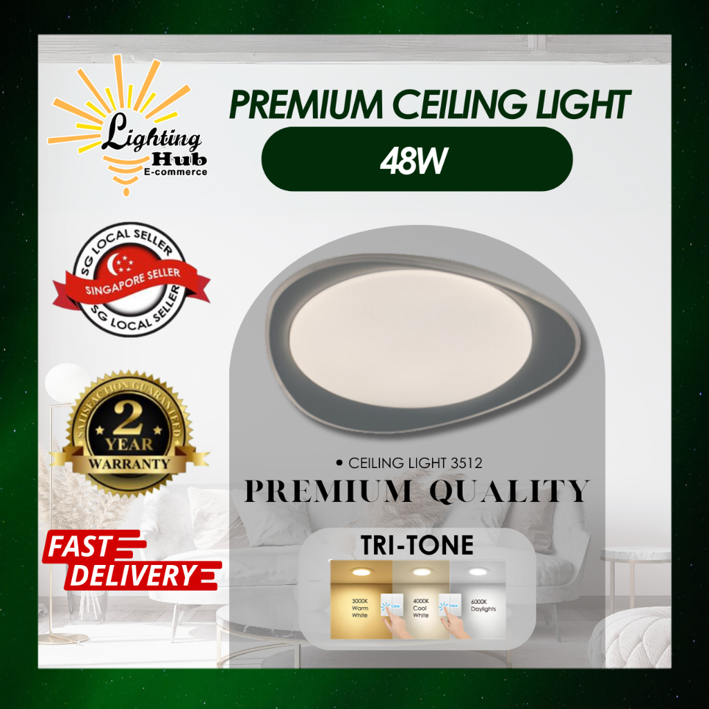 Lighting Hub Modern LED Ceiling Light Tri-tone Light Temperature/ 48W ...