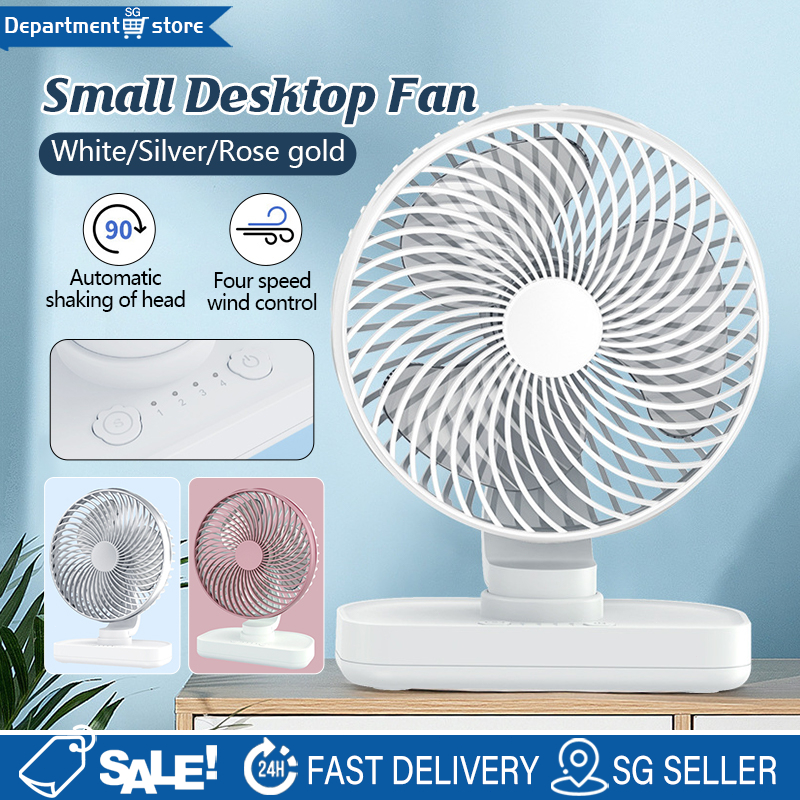 【SG Seller】Wireless Mini Desk Fan Auto Rotatable Table Fan Rechargeable ...