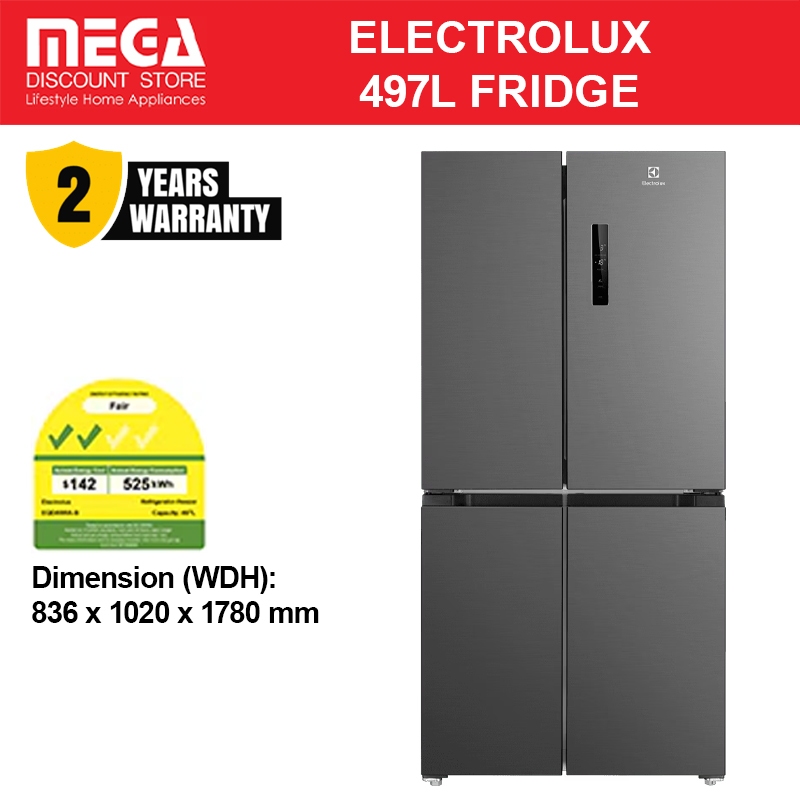 ELECTROLUX EQE4900A-B 496L FRENCH DOOR FRIDGE (2 TICKS) | Shopee Singapore
