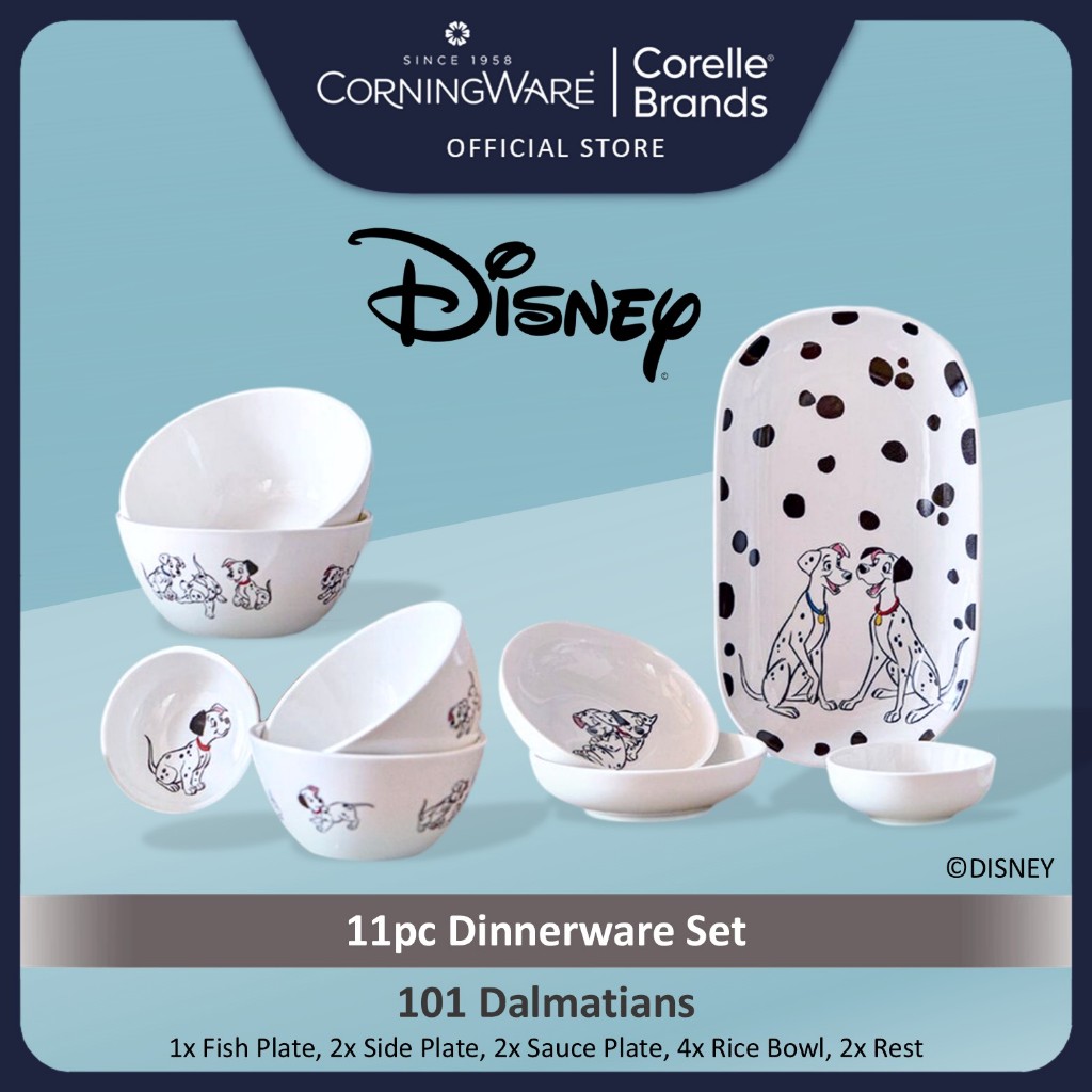 CORNINGWARE x DISNEY 11pc Dinnerware Set - 101 Dalmatians | Shopee ...