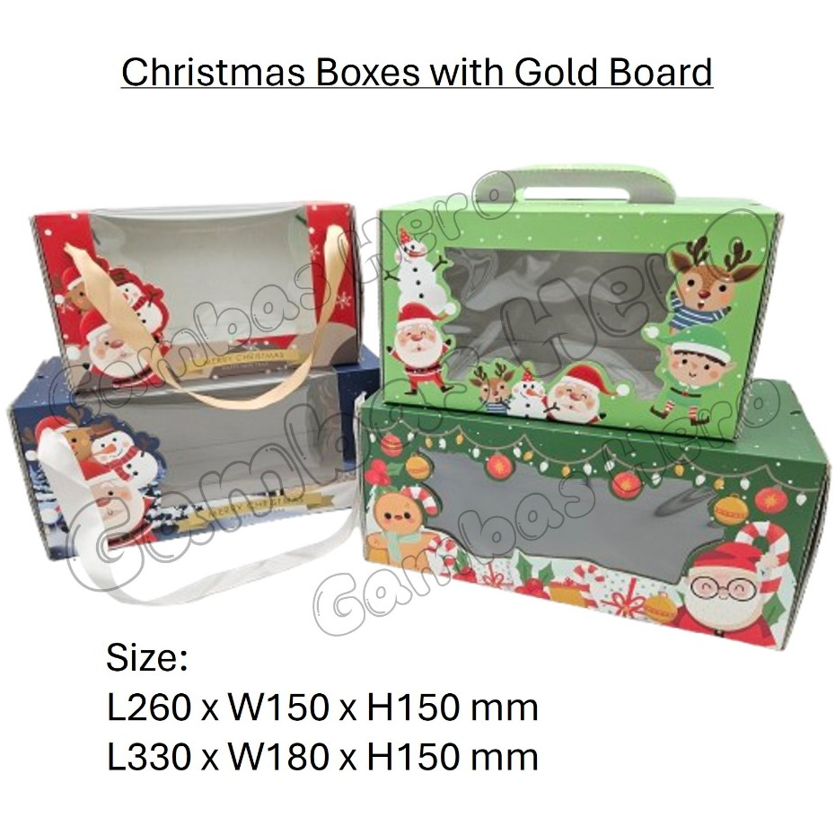 [SG Ready Stock] Christmas Box Log Cake Box with Gold Board | Shopee ...