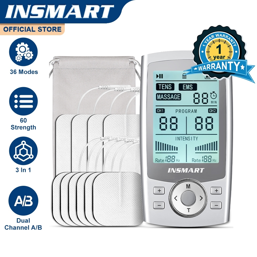 INSMART 3 in 1Rechargeable TENS/EMS Message Machine 36Modes Muscle ...