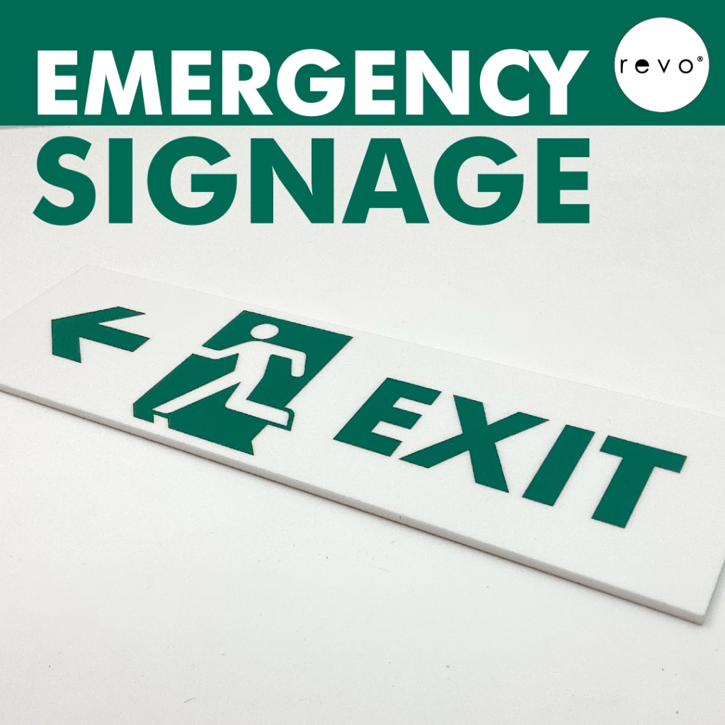 EMERGENCY EXIT SIGN/SIGNAGE | 240mm x 70mm | WARNING SIGN, INSTRUCTION ...