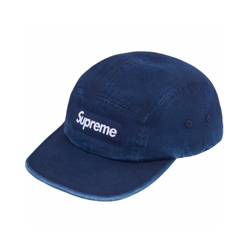 SS25 Supreme Washed Chino Twill Camp Cap Sage / Indigo / Light