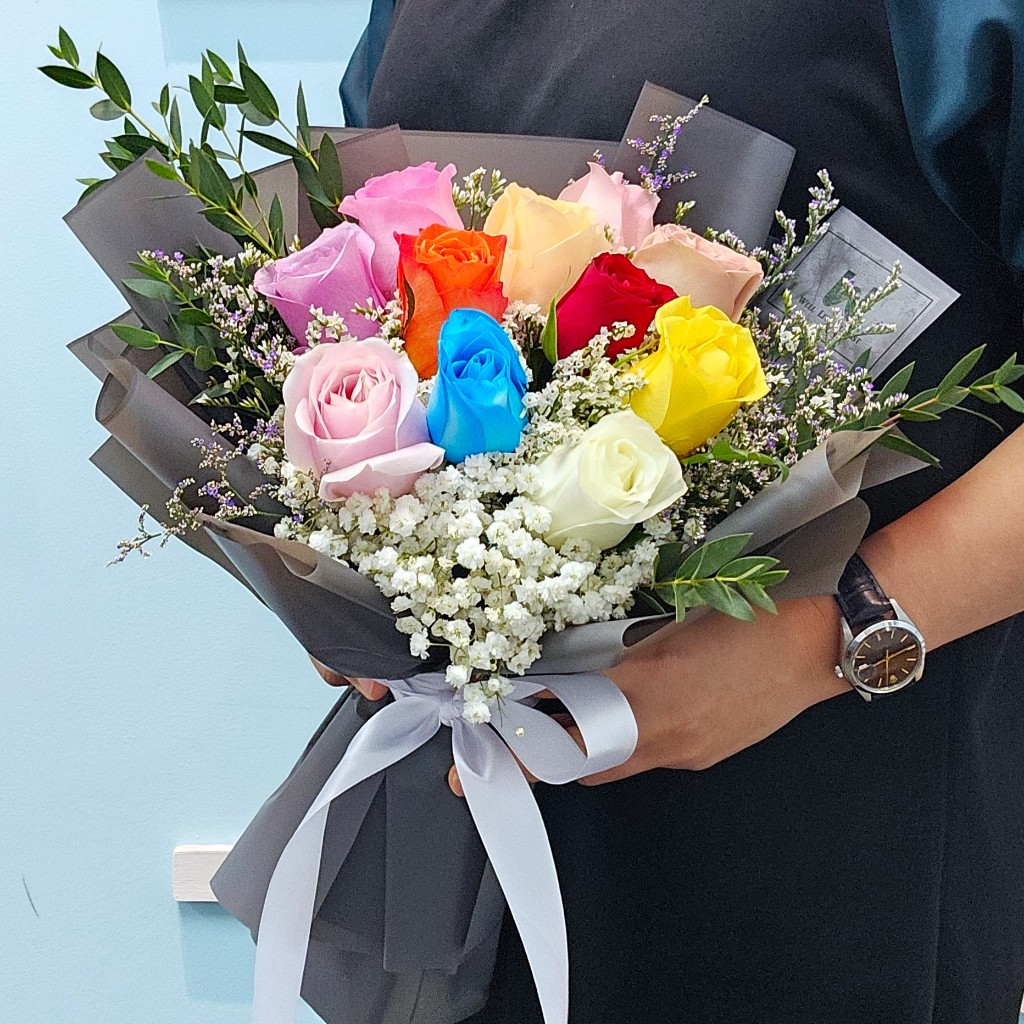 FREE DELIVERY | Colorful Devotion | Mix Color Roses Bouquet | Flower ...