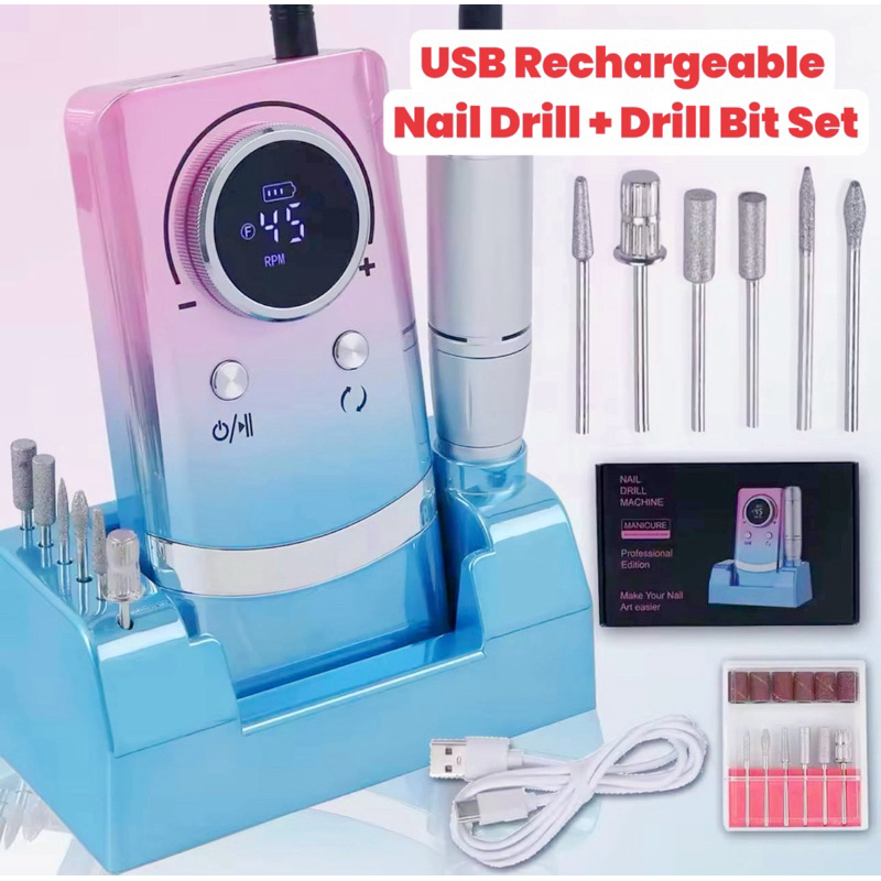 【SG Instock】Portable USB Rechargeable Nail Drill Machine LCD Display ...