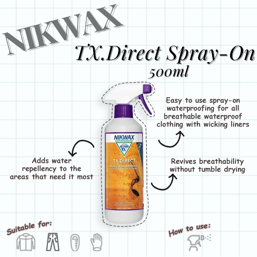 Nikwax Spray-On (500ml) Waterproof Shopee Singapore