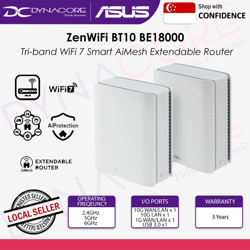 ASUS ZenWiFi BT10 (2 PACK) Tri-band WiFi 7 Smart AiMesh Extendable