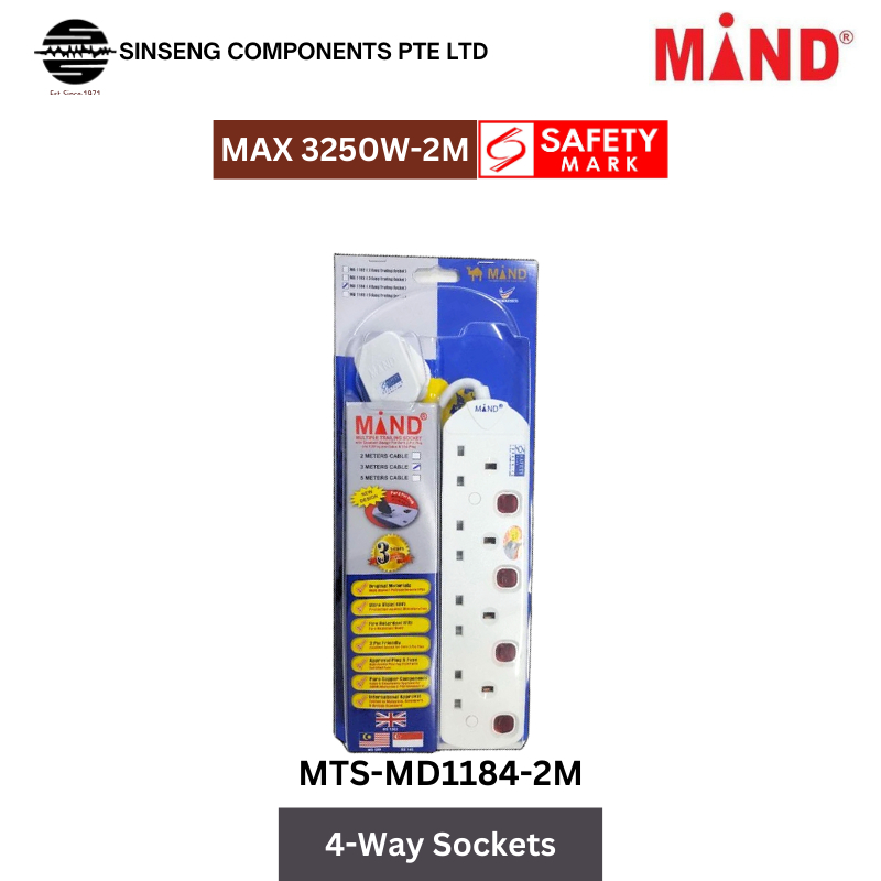 MIND 2/3/4/5/6 WAY Extension Socket Strip Multi Plug Adapter with ...