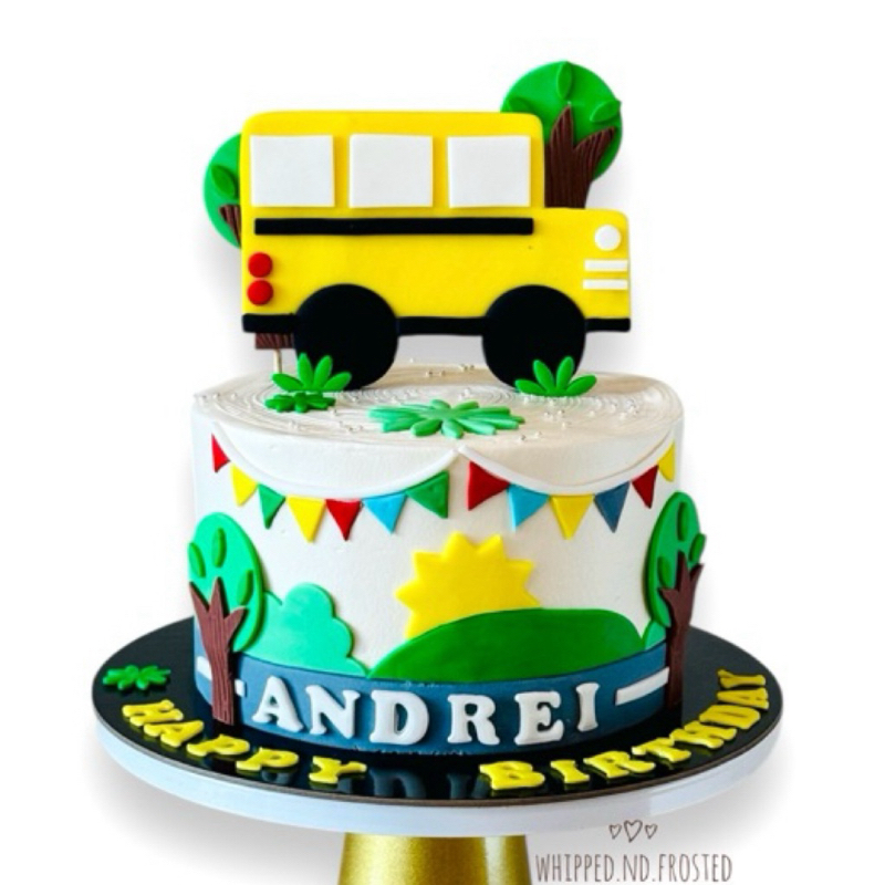School Bus Theme Birthday Cake / Custom Birthday Cake / Eggless Cake ...