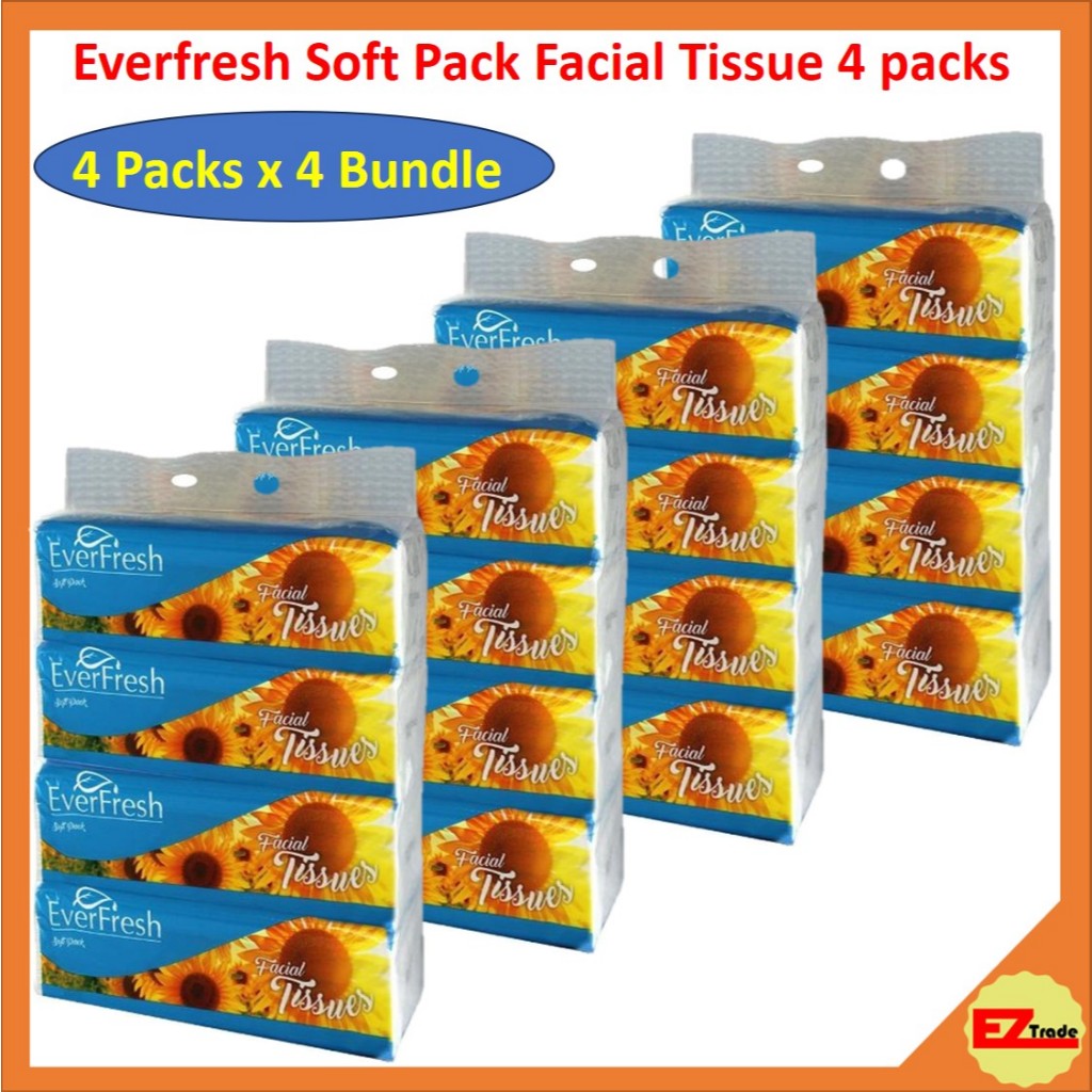 EverFresh Soft Pack 2 Ply Facial Tissue 150s 4 packs - (Bundle of 4 ...
