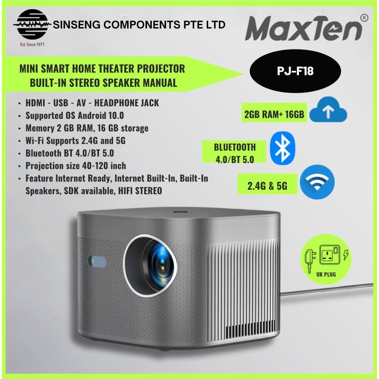 MaxTen F18 LCD Projector | Android | WiFi(2.4G+5G) | Bluetooth | HDMI ...