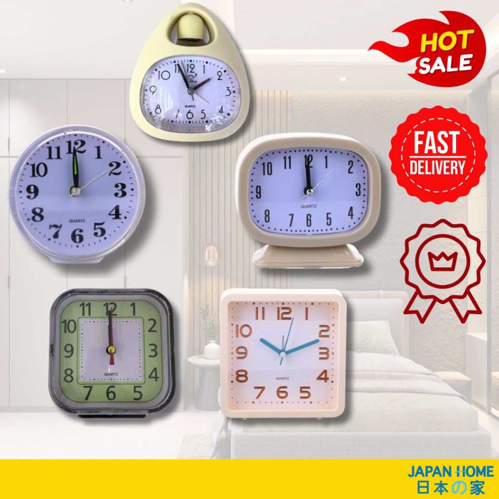 QUARTZ Round/Rectangle Bell Alarm Clock/With Base stand/with Night ...