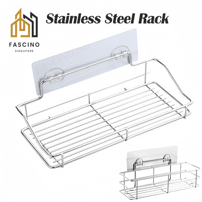 【SG】Stainless Steel Rack No Drill Shower Storage Rack Waterproof ...