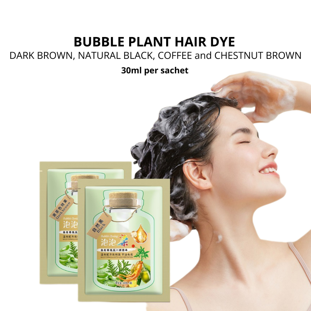 [SG FREE DELIVERY] Plant Extract Hair Coloring Shampoo extract hair dye ...