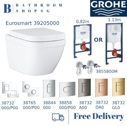 Grohe Eurosmart Wall Hung Toilet Bundle 39205000 | Grohe Rapid SL Wall ...