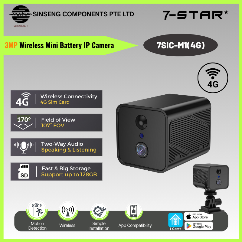 7-STAR* Portable 4G Sim Card Wireless Mini IP Camera 2000mAh Battery ...