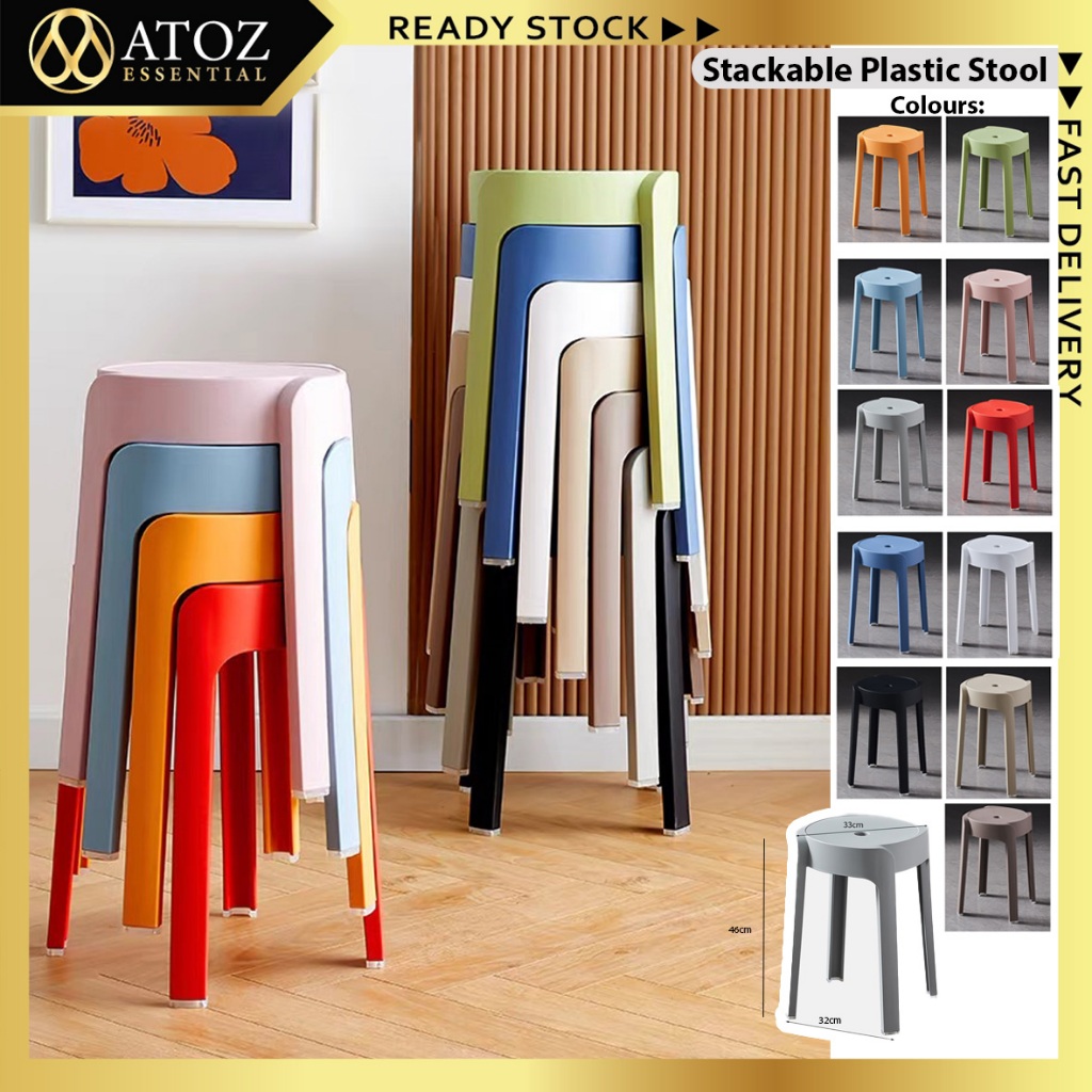 ⚡️SG SELLER⚡️ Stackable Plastic Stool Chair Upgraded Modern/Simple ...