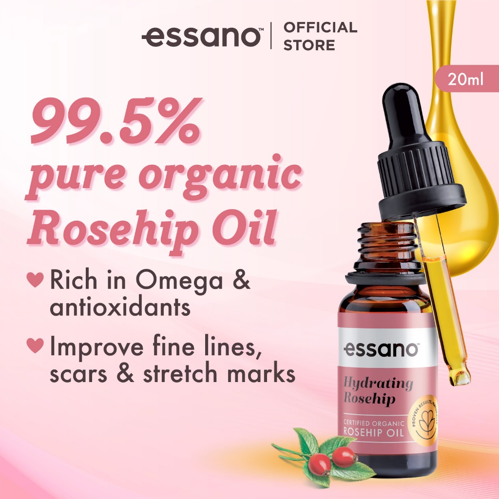 Essano Hydrating Rosehip Certified Organic Rosehip Oil 20ml | Shopee  Singapore