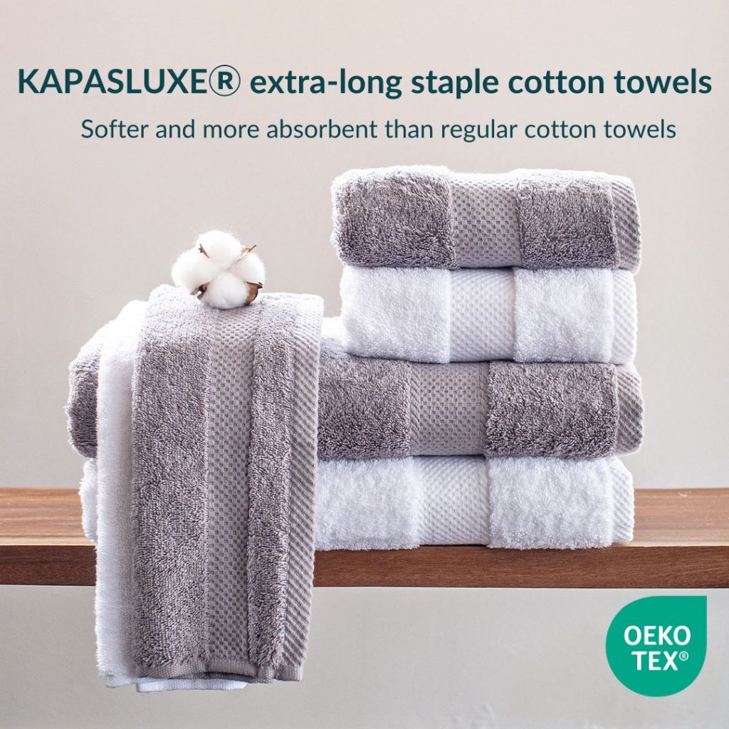 KAPAS LUXE Towel Set 100 Extra Long Staple Cotton Hand Towel Face Towel Bath Towel Shopee Singapore
