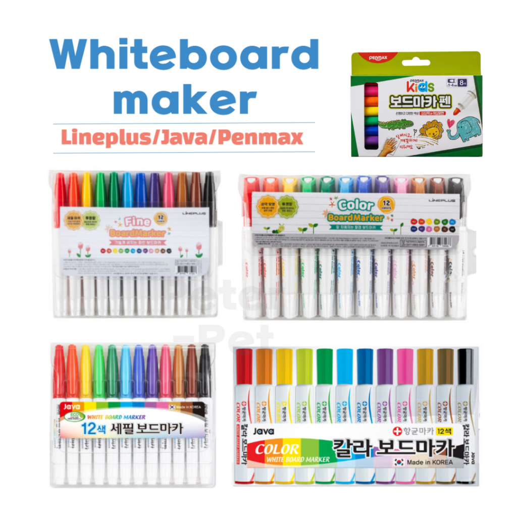 [Lineplus -Java - Penmax] Korea Whiteboard Markes Set 8 pr 12 Colors ...