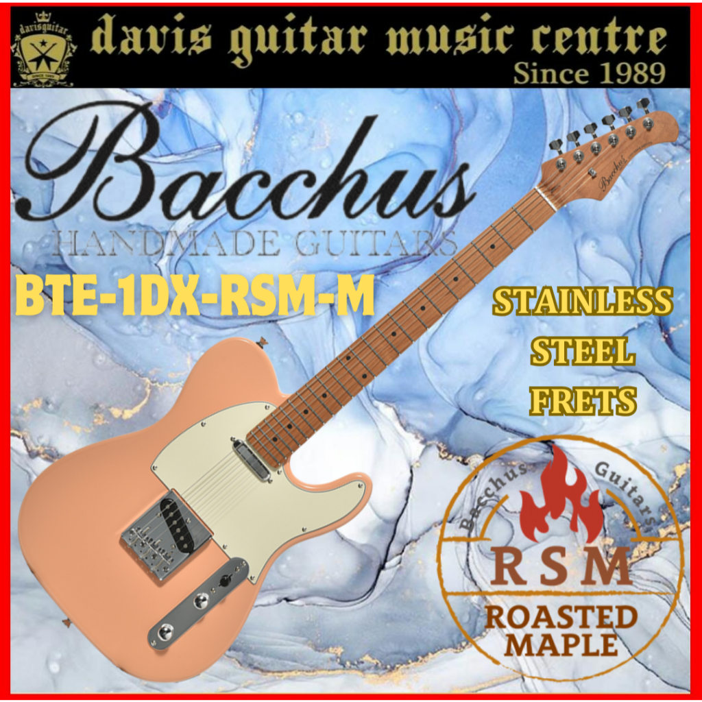 Bacchus BTE-1-DX-RSM-M-SLPK Shell Pink Tele Electric Guitar with Single ...