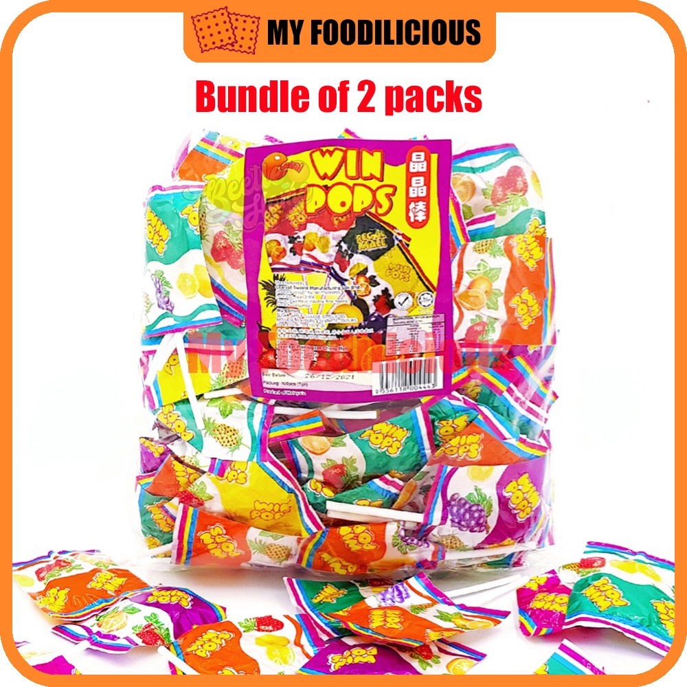 Win Pops Lollipop Mix Fruit Flavour Childhood Snack Party 水晶果汁糖 ...