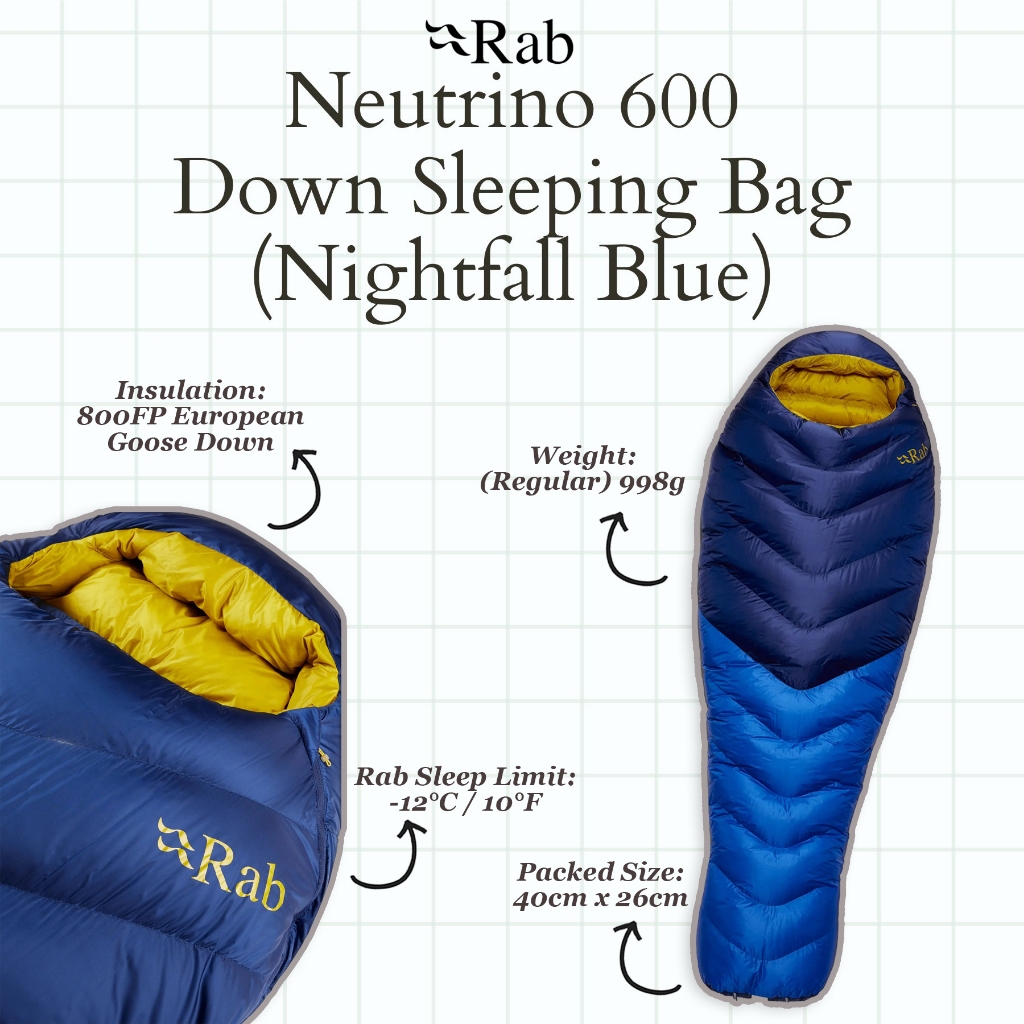 Rab Neutrino 600 Down Sleeping Bag Nightfall Blue Shopee Singapore
